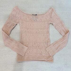 Bebe Blush Lace Off-Shoulder Top